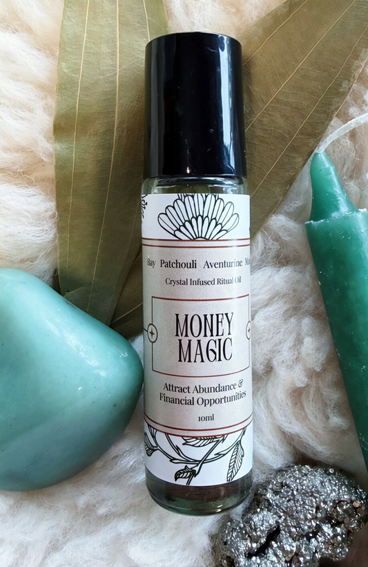 Money Magic Crystal Infused Ritual Oil by Pretty Potions